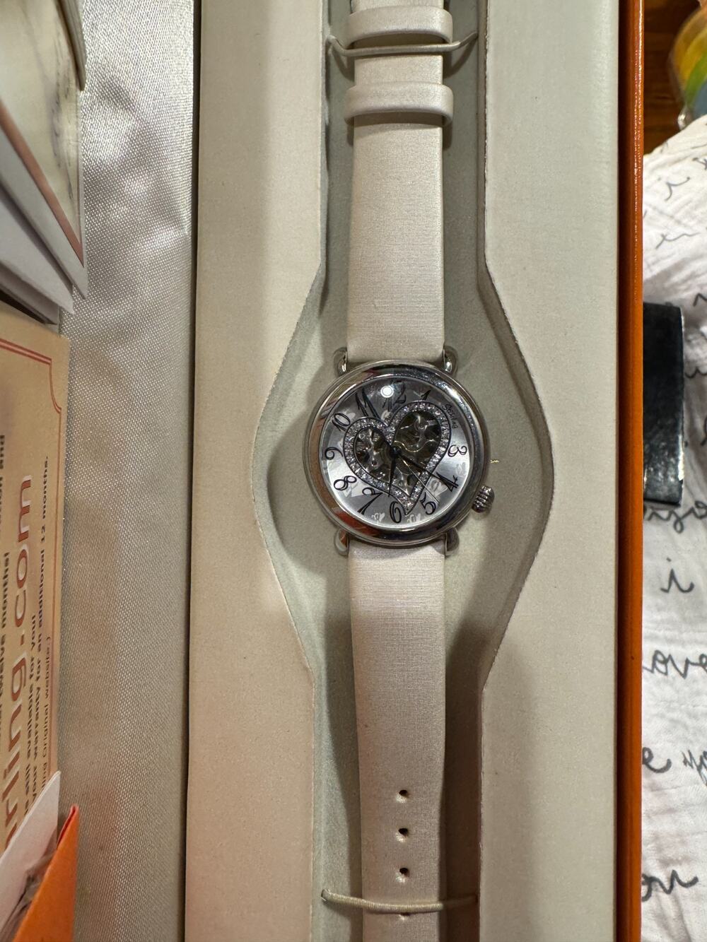 Stuhrling Original Aphrodite Delight 109SW Automatic Heart Skeleton Watch Box Se